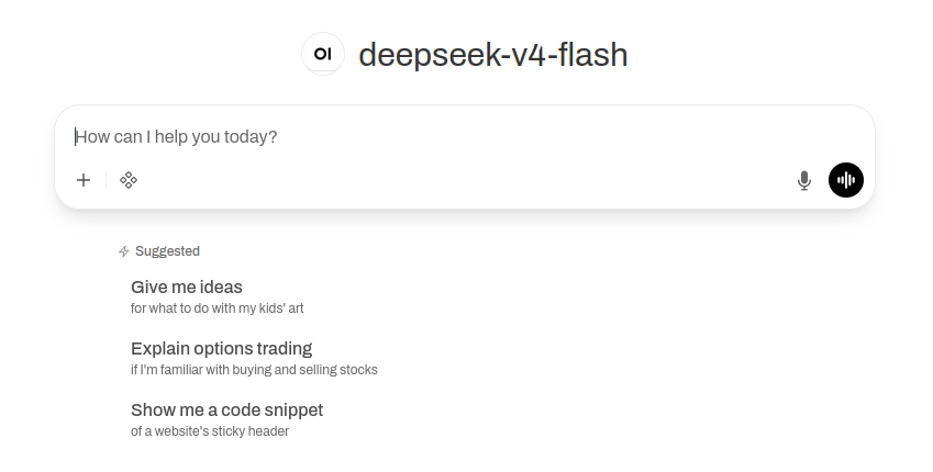 Deepseek v4 Flash prompt window OpenWebUI